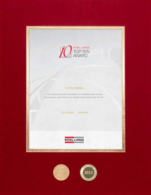 Refill - Royal LePage® Top Ten Award® (Individual - Provincial) Refill - Royal LePage® Top Ten Award® (Individual - Provincial)